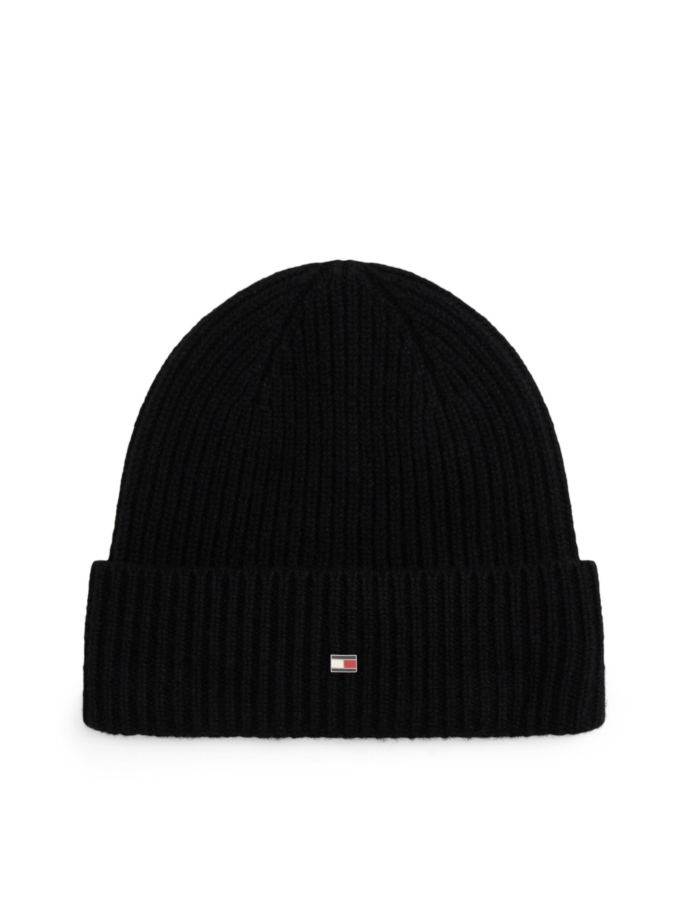 Tommy Hilfiger Beanie TH FLAG CASHMERE Premium Line mit Umschlag, aus Strick 100% Kaschmir Premium Quality