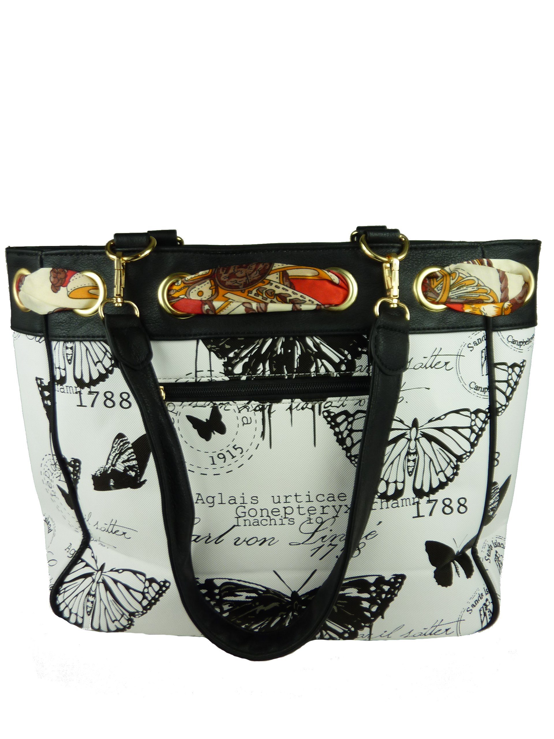 Taschen4life Shopper Damen Vintage große - Stil moderne Butterfly Schultertasche 5817, schwarz casual Shoppertasche im