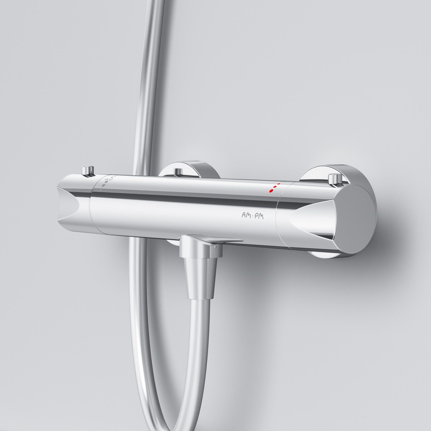 AM.PM Duscharmatur Thermostat HIT Duschthermostat Brausethermostat Badarmatur für Dusche (Brausearmatur mit Sicherheitsbegrenzung bei 38℃, Dusch-Armatur Mischbatterie mit Thermostatregler) Drehregler inkl. 2 x Abdeckrosetten