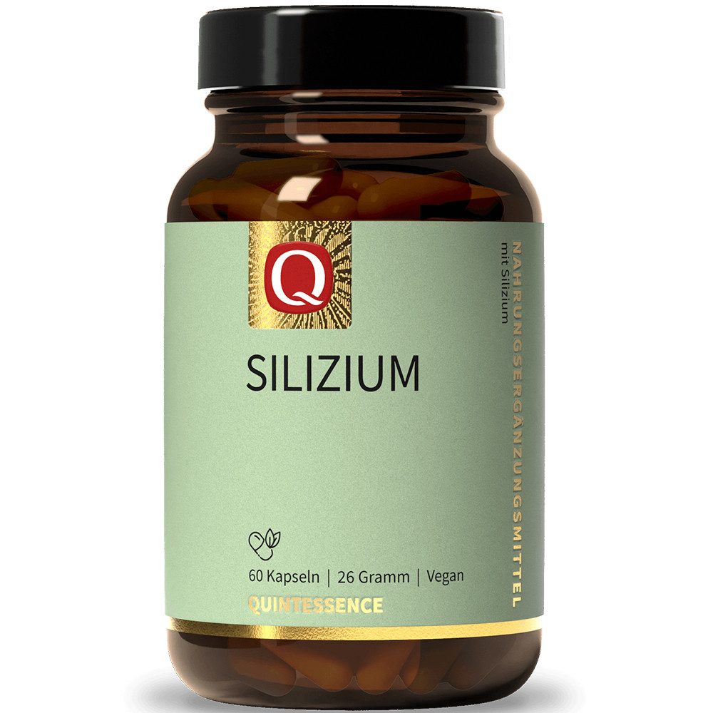 Quintessence Silizium – Bambus-Extrakt mit 240 mg Silizium pro Tagesdosis - 60 Kapseln, 26 g, Hochwertige Premiumqualität vegan-Spurenelement für Haut, Haare &Nägel