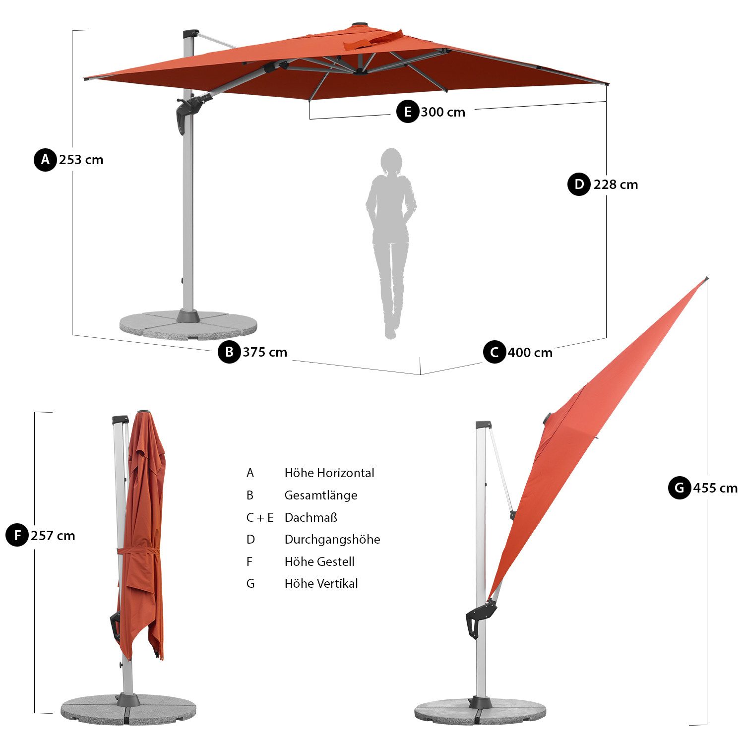 anndora-sonnenschirm Ampelschirm aus Aluminium Marktschirm mit günstig online kaufen