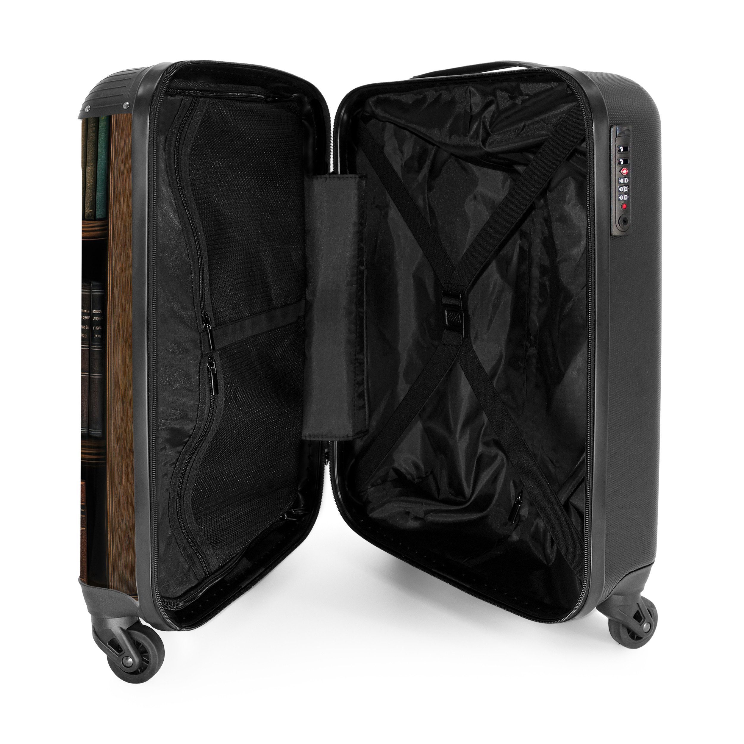 NoBoringSuitcases.com© Hartschalen-Trolley Bücherregal voller klassisch anmutender Werke 55x35x20cm, Reisetasche mit Rollen, Koffer Handgepäck Flugzeug – Bild 4 von 5
