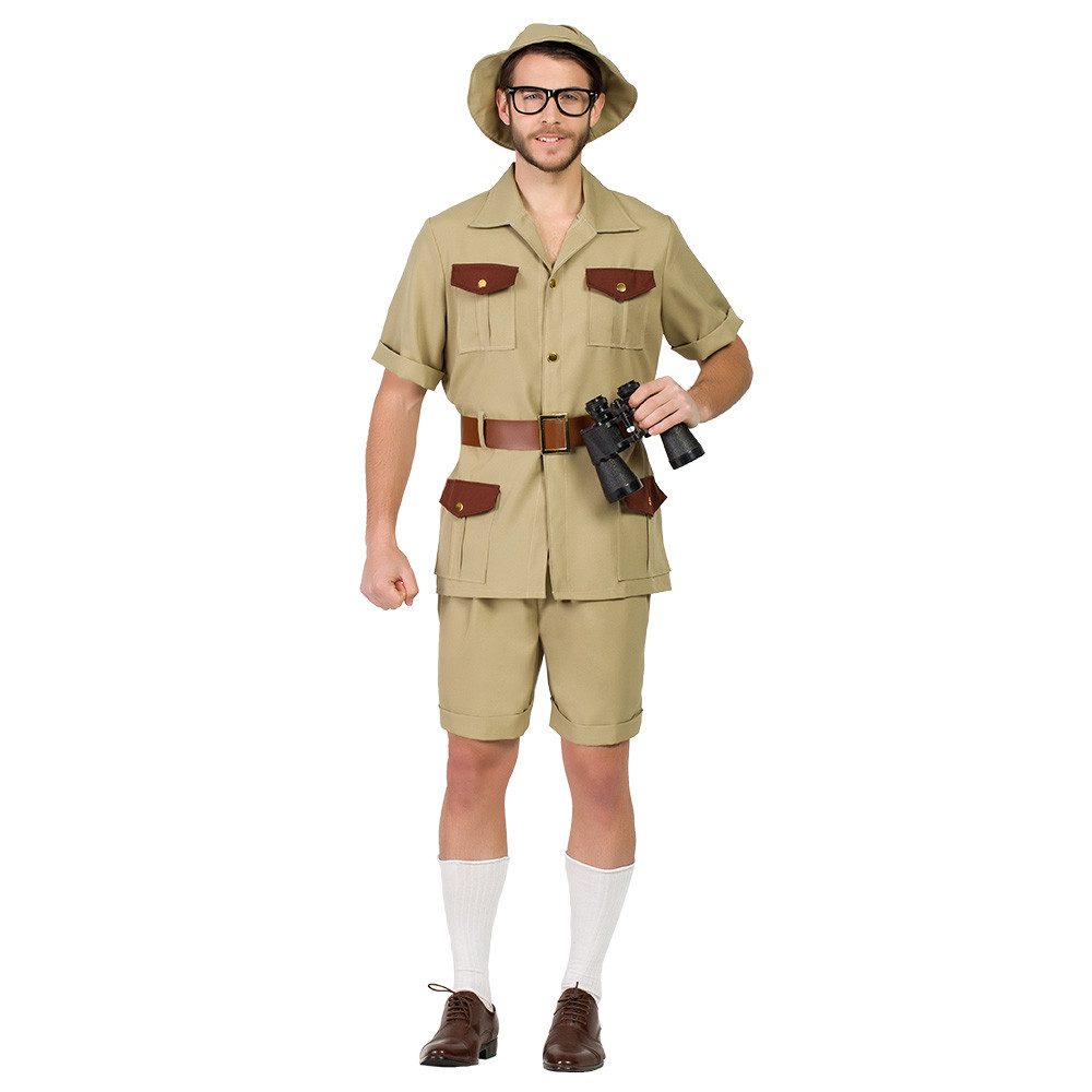 Party Factory Kostüm Erwachsenenkostüm Safari Ranger – 4-teiliges Outfit mit Hemd M/L