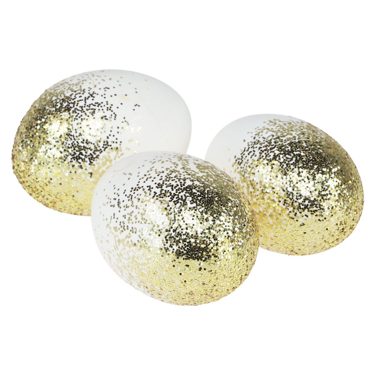 Viana Osterei Deko Ostereier Gänseei Weiß Gold-Glitter 7,5-8,5cm 10St Dekoartikel
