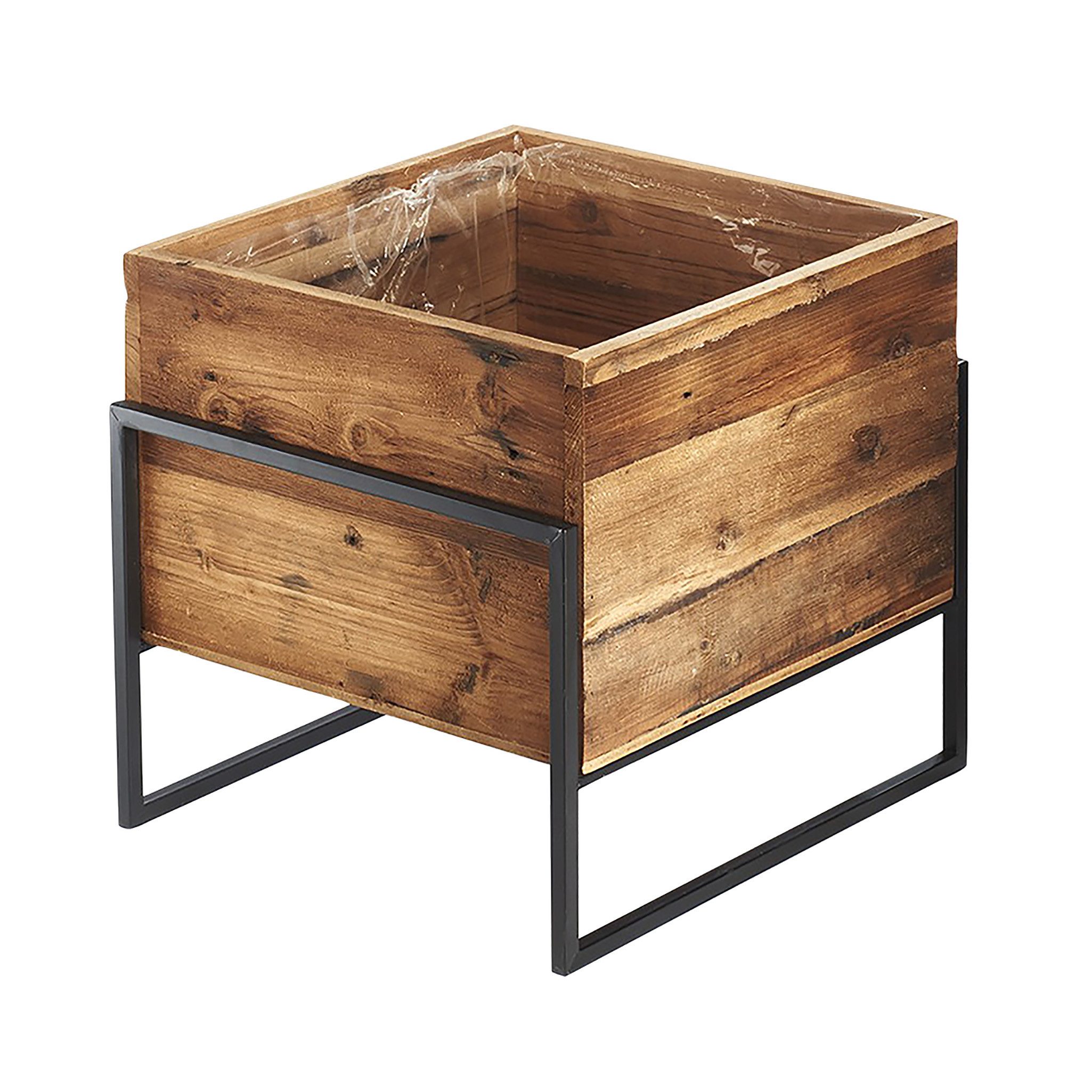 Kobolo Blumentopf Übertopf Pflanztopf - Holz und Metall schwarz Gr2