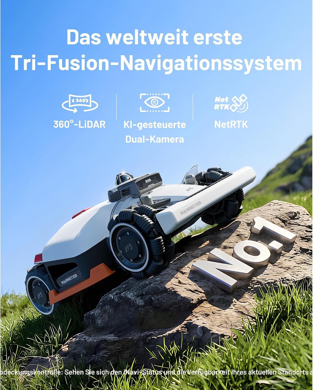 Mammotion Rasenmähroboter LUBA 3 AWD Mähroboter ohne Begrenzungskabel, bis 3000 m² Rasenfläche, (mit Garage, 360° LiDAR + Dual-Kamera-KI-Vision + NetRTK), Allra – Bild 3 von 5