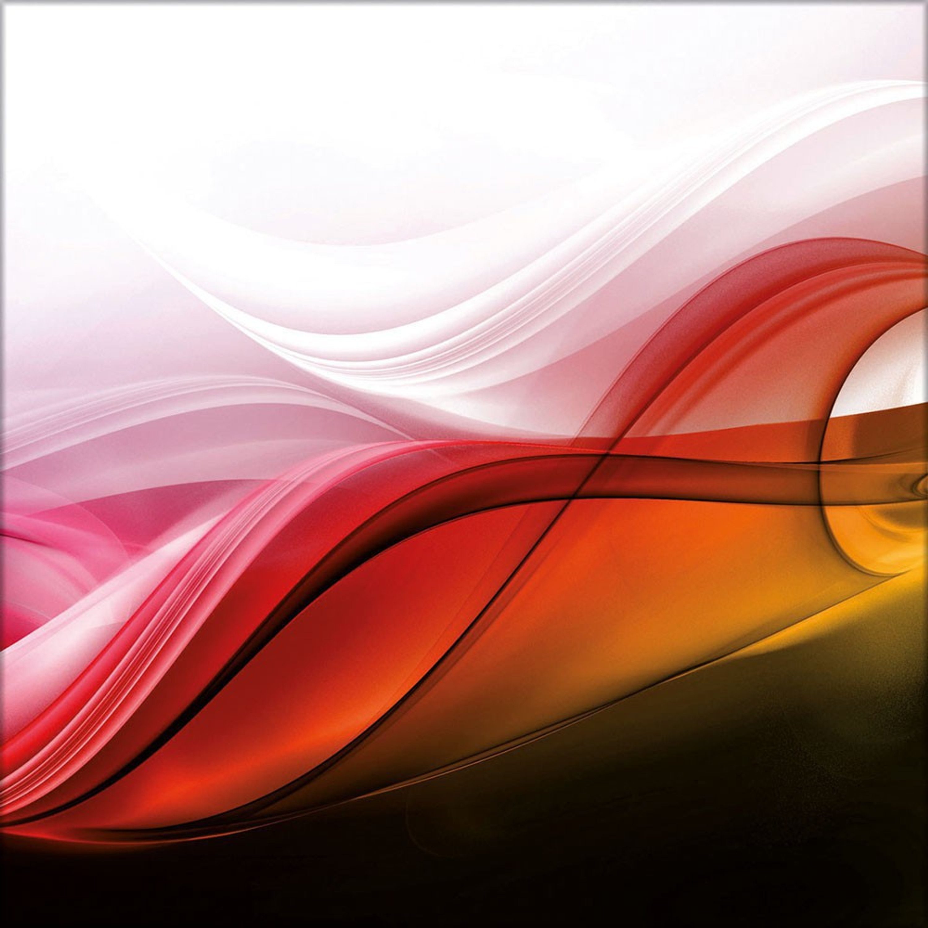 Bild bunt Welle 30x30cm rot, Glasbild Welle abstrakt Glasbild abstrakte artissimo Kunst: