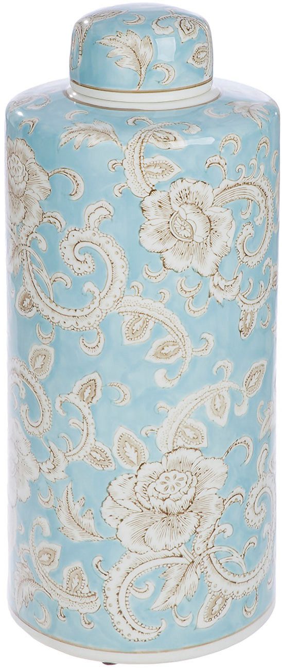GILDE Bodenvase Deckelvase "Fayencen" H.44 cm (1 St)