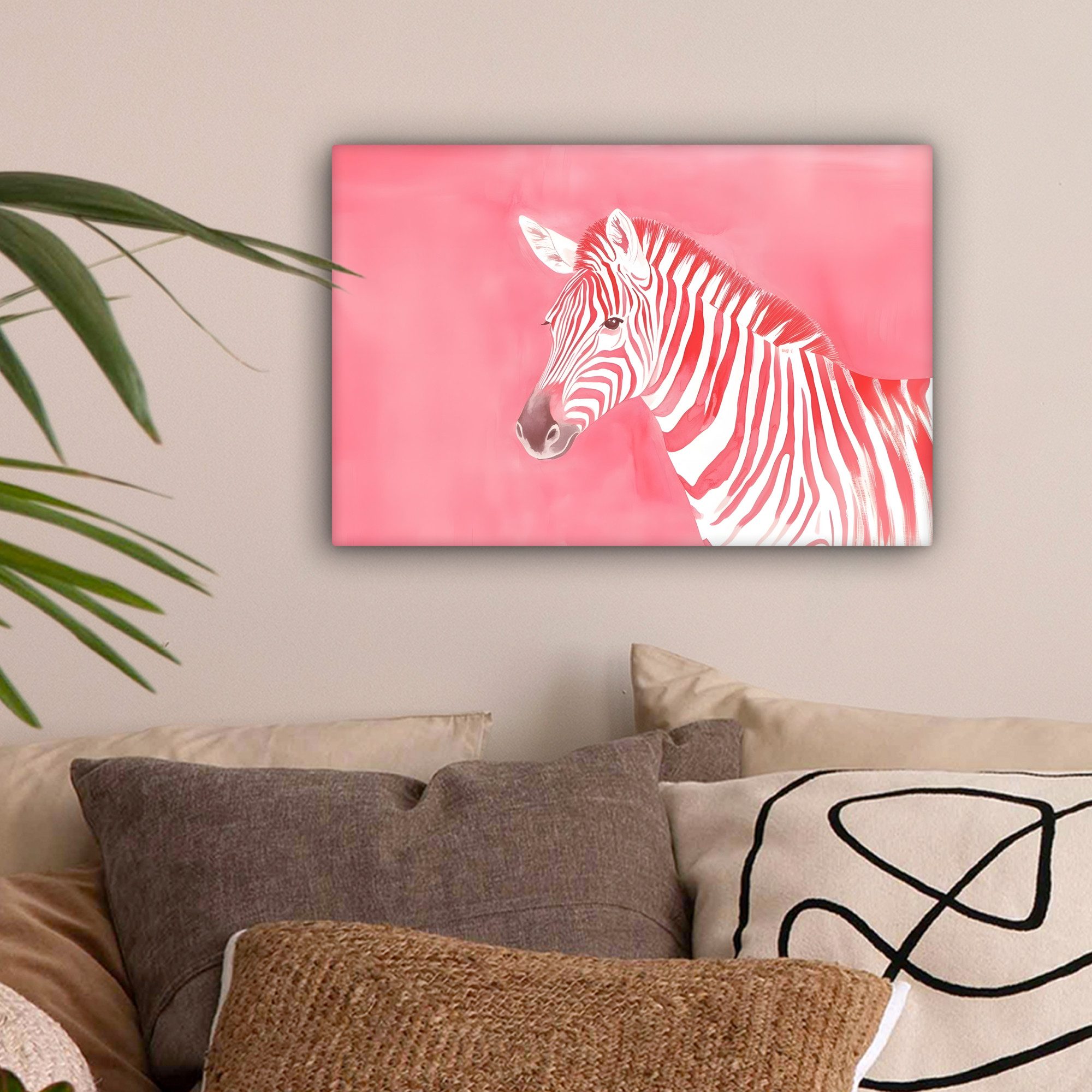 OneMillionCanvasses® Leinwandbild Zebra - Rosa - Farbe, Fotodruck (1 St), L günstig online kaufen