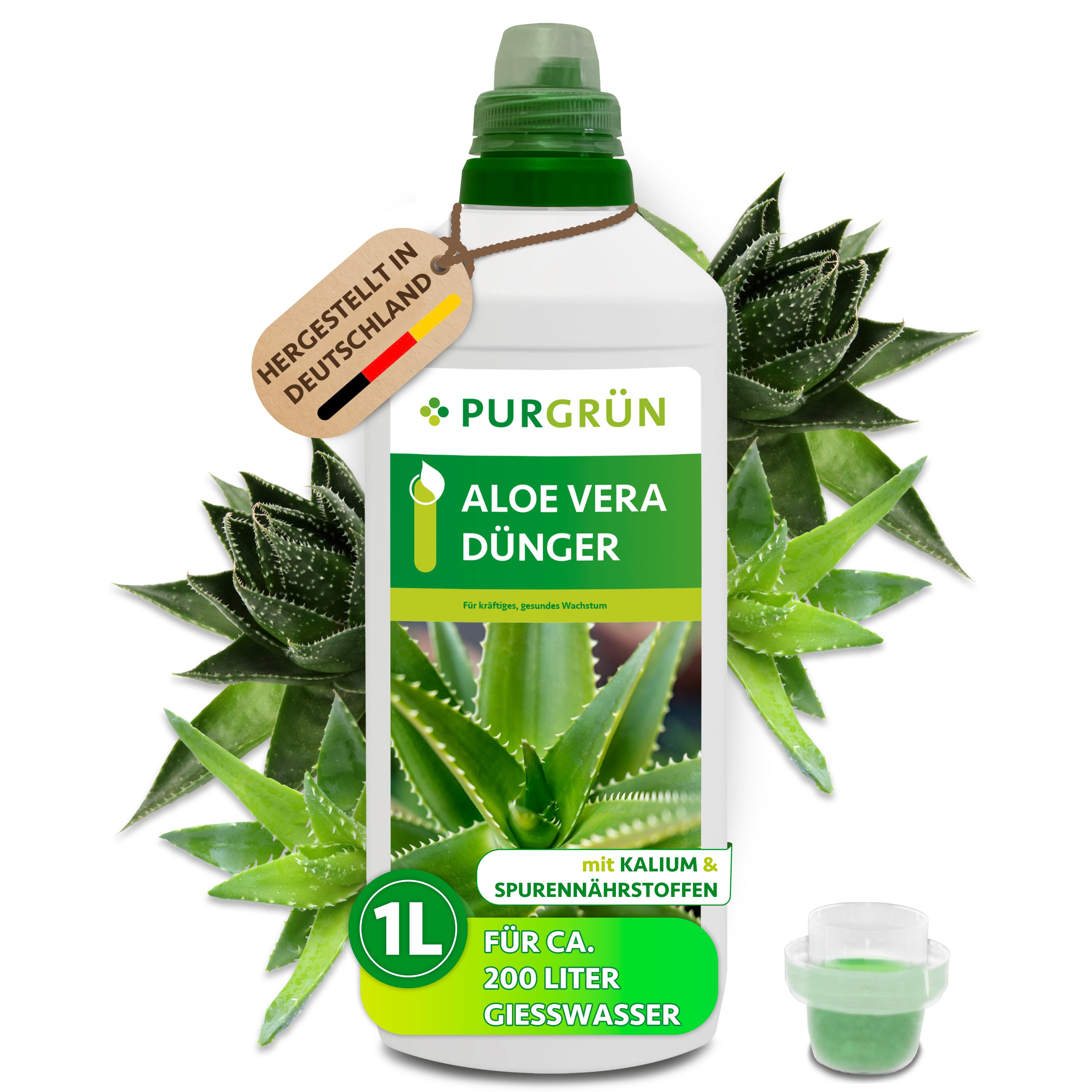 Purgrün Universaldünger Aloe Vera Dünger, NPK 3+5+7, stärkt Wachstum, 1 Liter, Flüssigdünger, 1-St., 1 Liter