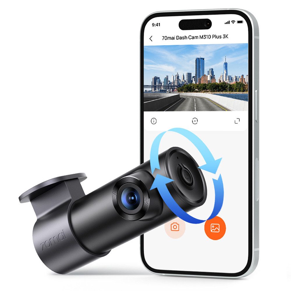 70mai M310 Plus 3K Dashcam (3K HD, WLAN (Wi-Fi), 130° Weitwinkel, Nachtsicht, G-Sensor, App-Steuerung, Loop-Aufnahme)
