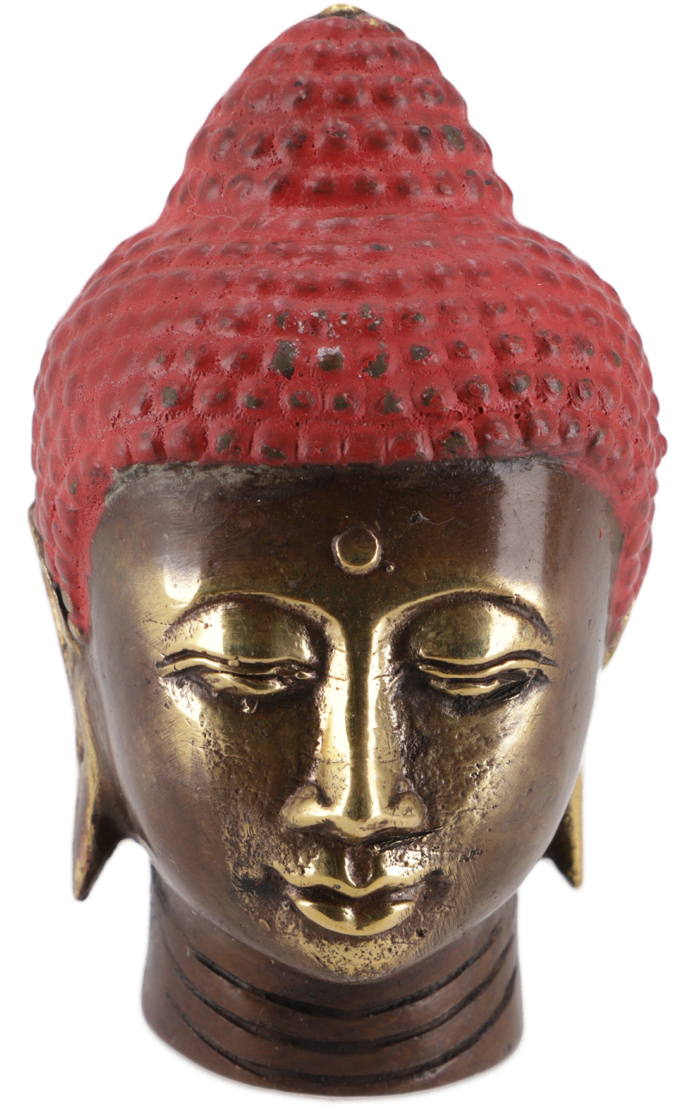 Guru-Shop Buddhafigur Buddha Kopf, Buddha Büste, Figur aus Messing 7.. Modell 1