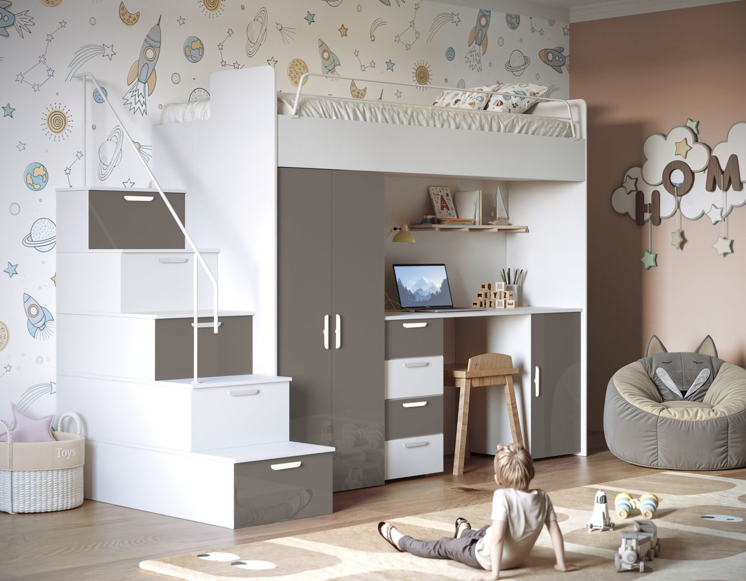 Lukas Möbel Hochbett Hochbett Alice Hochglanz mit Farbauswahl Hochglanz-Fro günstig online kaufen