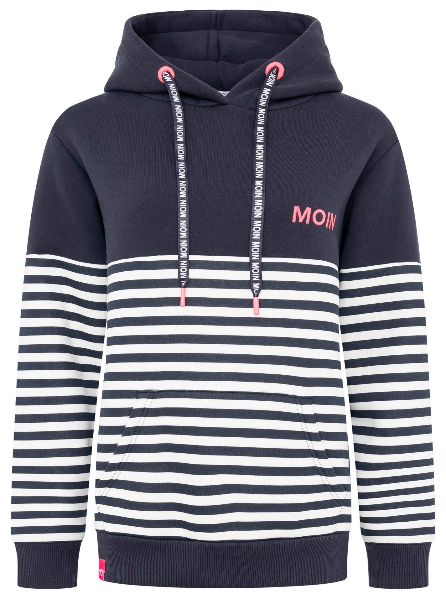 Zwillingsherz Hoodie "Moin Streifen" Stickerei, Kapuze mit bedruckter Korde günstig online kaufen
