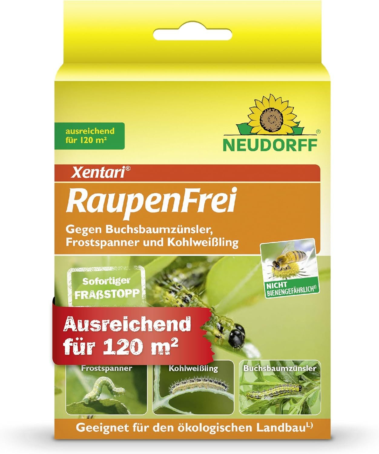 Neudorff Insektenspray Xentari Raupenfrei 6g, 6 g, Biologisches Insektizid gegen Buchsbaumzünsler und Gespinstmotten