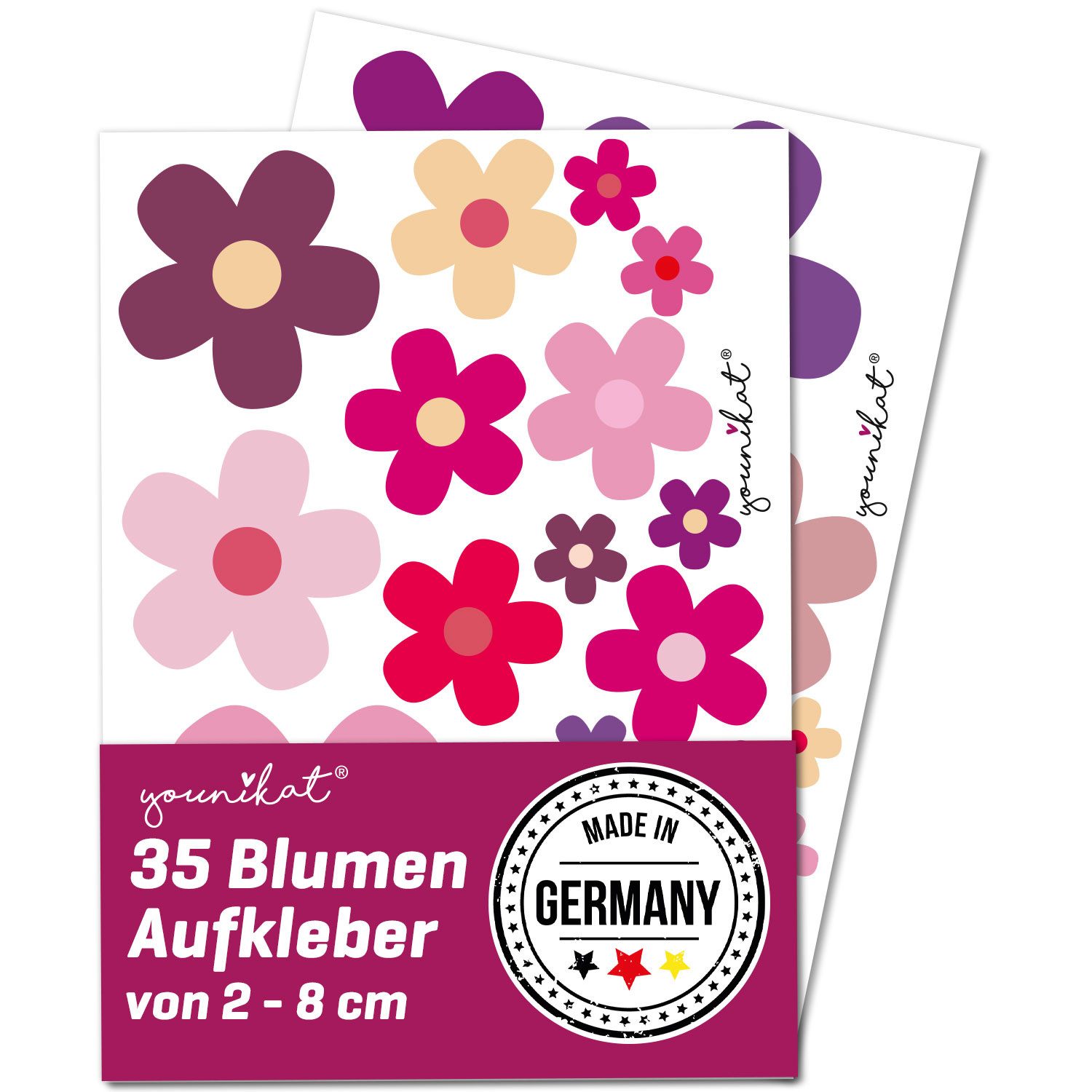 younikat Aufkleber Blumen-Aufkleber-Set Blümchen I DIN A4 I Lila I Witterungsbeständig