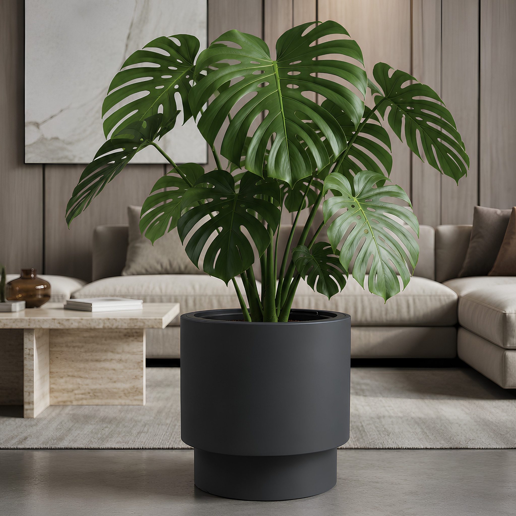 matches21 HOME & HOBBY Blumentopf Großer außen Blumentopf NIVO rund 47 x 44 cm anthrazit (2 St), Moderner Pflanztopf Outdoor Pflanzkübel wetterfest