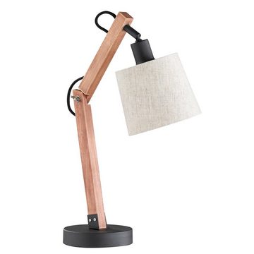 etc-shop LED Schreibtischlampe, Leuchtmittel nicht inklusive, Tischlampe Wohnzimmer Holz Nachttischleuchten Stoff
