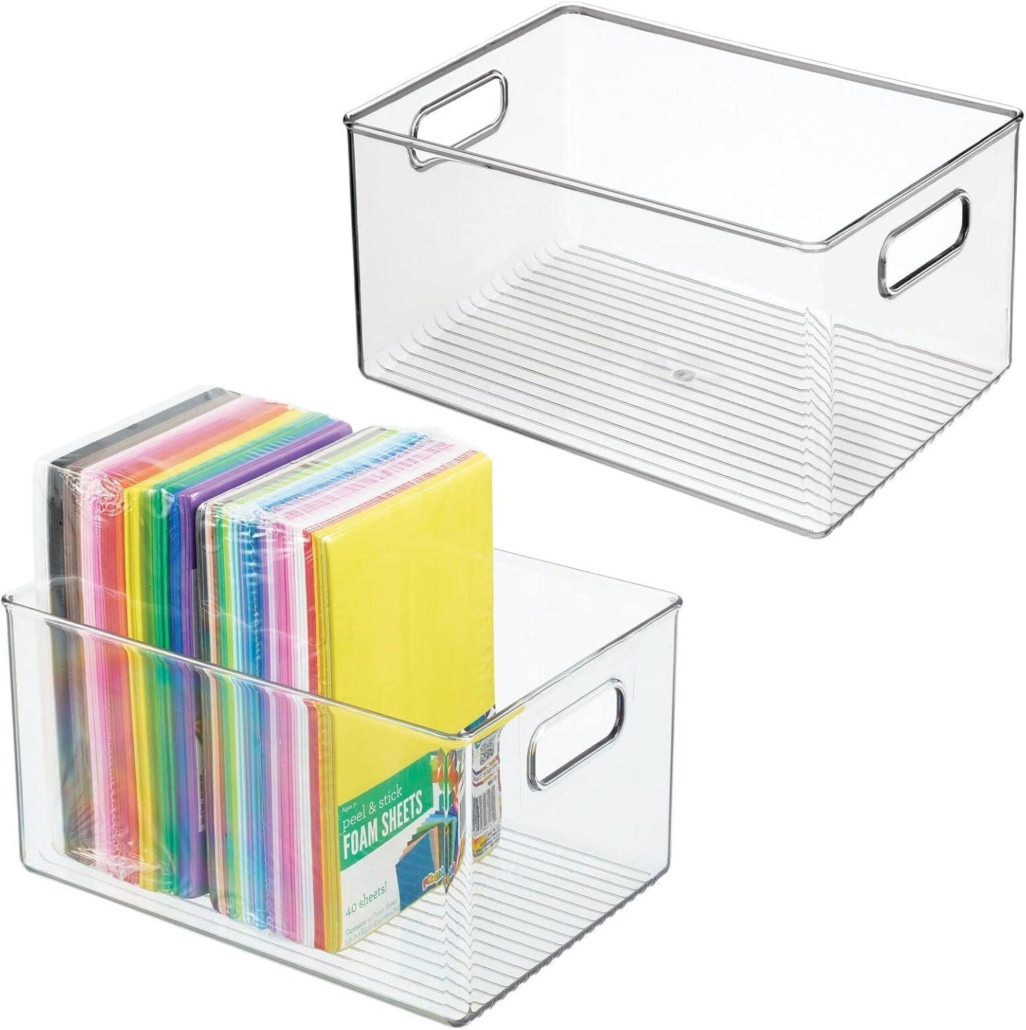mDesign Aufbewahrungssystem Aufbewahrungsbox Ablagebox Organizer mit Griffen mDesign 2er Set dur