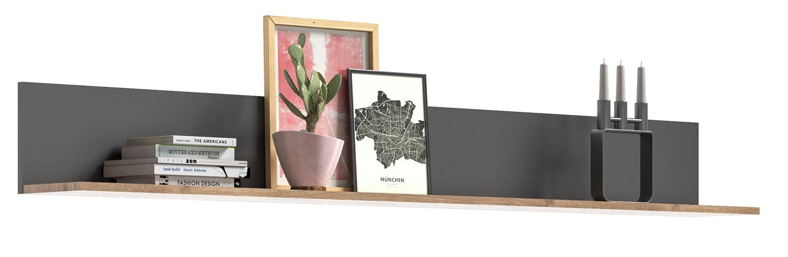 möbelvita Badkommode Forge Wandboard B/H/T 180x21x20 in Nox Oak und Basalt