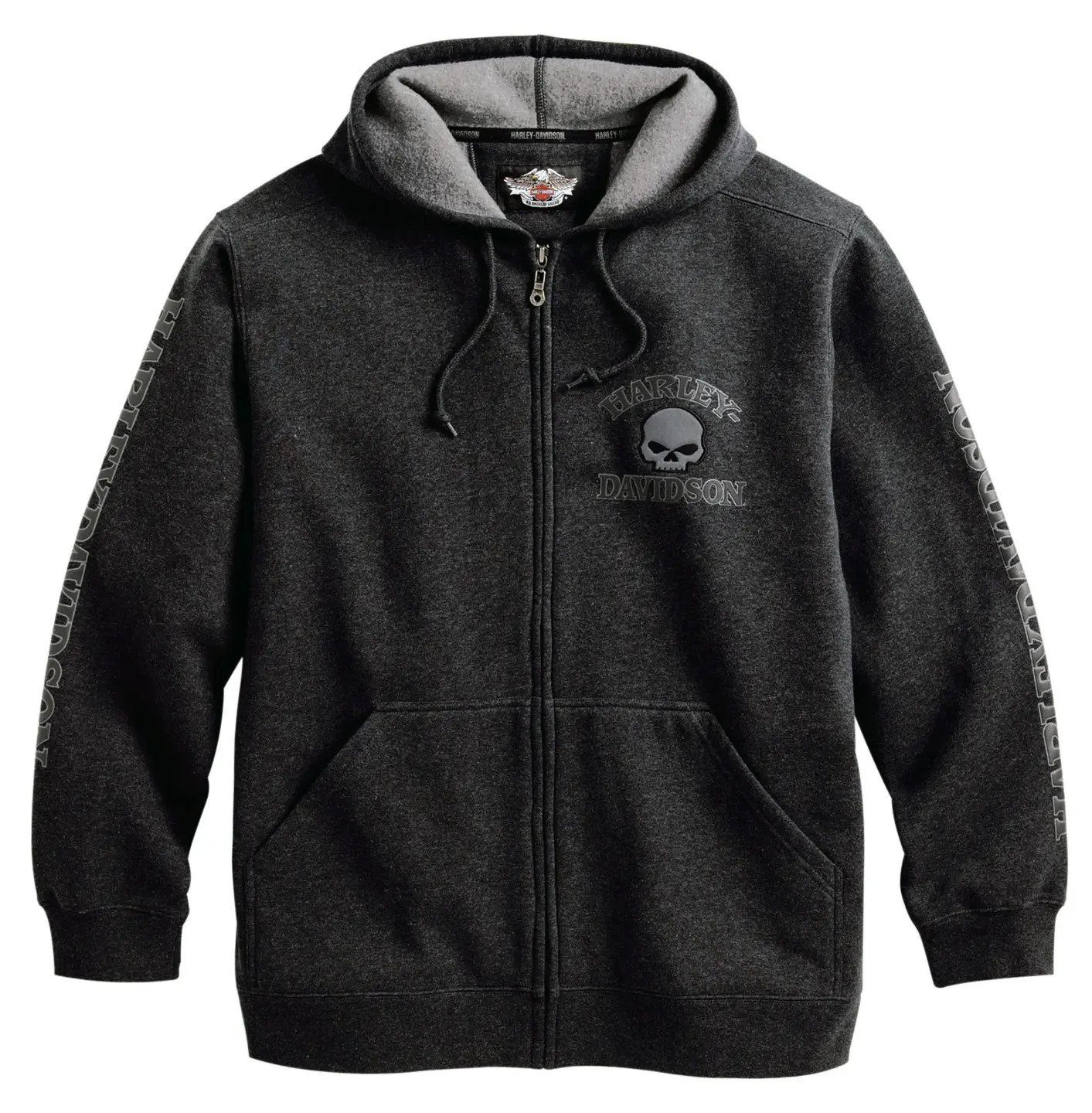 HARLEY-DAVIDSON Kapuzensweatjacke (Packung) Sweatjacke Willie G Skull Grau - Front Zip - Harley-Davidson