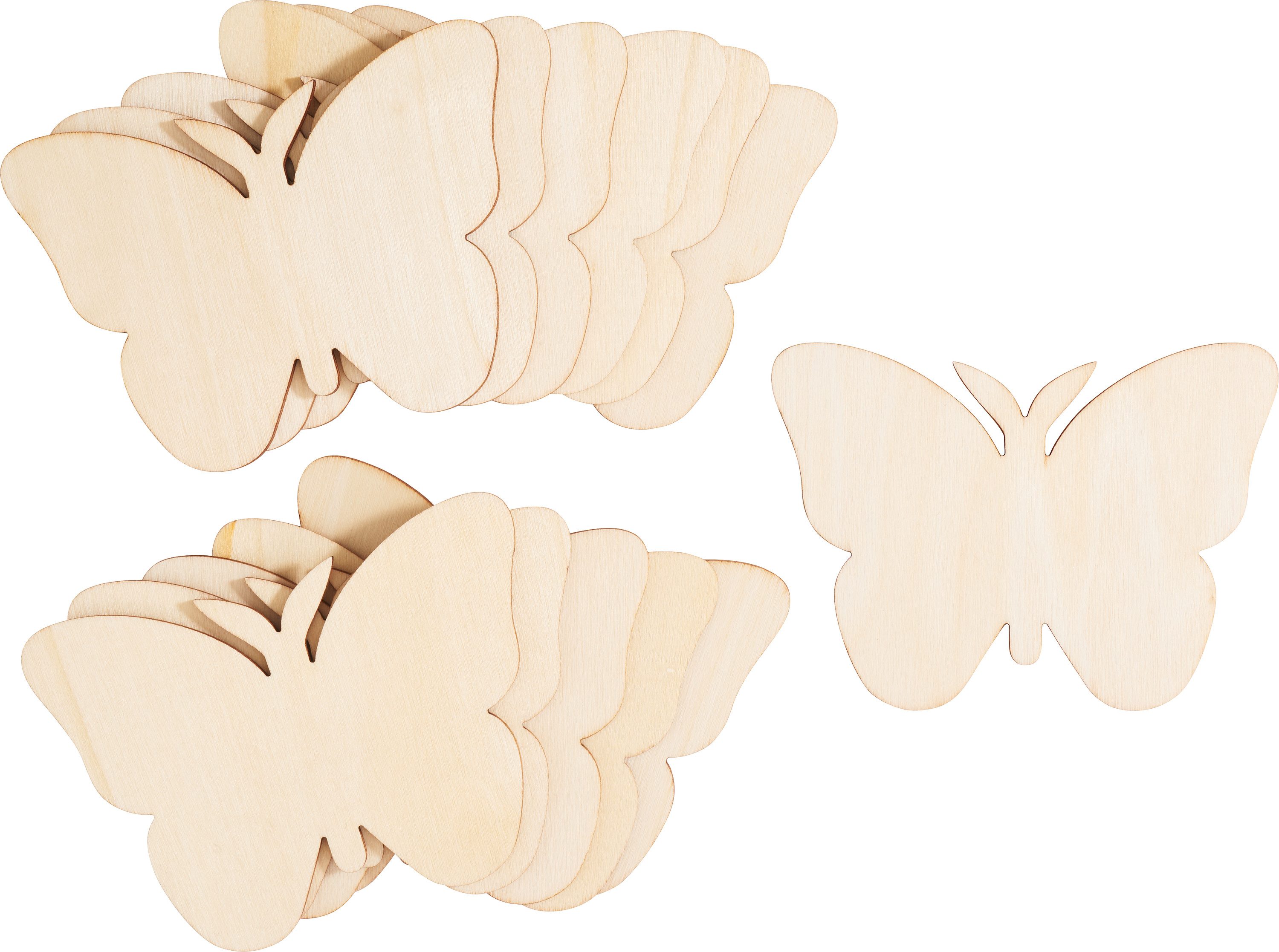 VBS Dekoobjekt Holz-Schmetterlinge (12 St), 12 Stück, 9,5 x 7 cm, Sperrholz