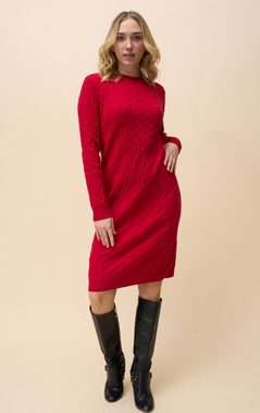 Passioni Strickkleid Rotes Winterkleid mit geradem Schnitt und Zopfmuster in Unifarbe