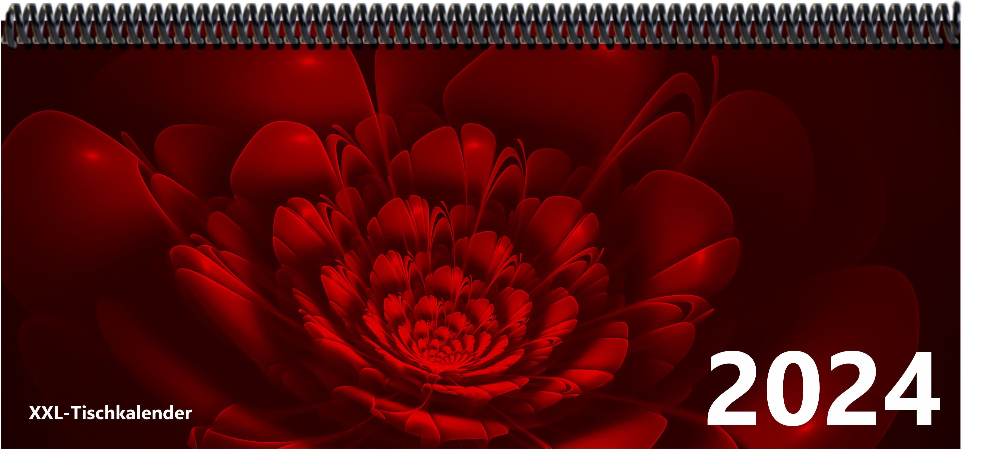 E&Z Verlag Gmbh Schreibtischkalender Bunt - Kalender XXL 2024 mit dem Muster Blume rot