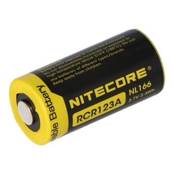 Nitecore CR123A NiteCore 16340 Li-Ion Akku 2/3A Zelle für Leuchten 3,7 Volt 65 Akku 650 mAh (3,7 V)