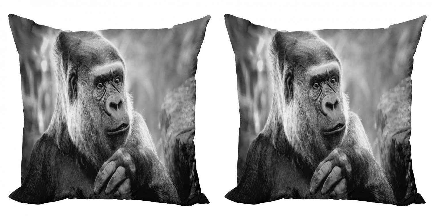Kissenbezüge Modern Accent Doppelseitiger Digitaldruck, Abakuhaus (2 Stück), Gorilla Close up Schuss Ape Tier