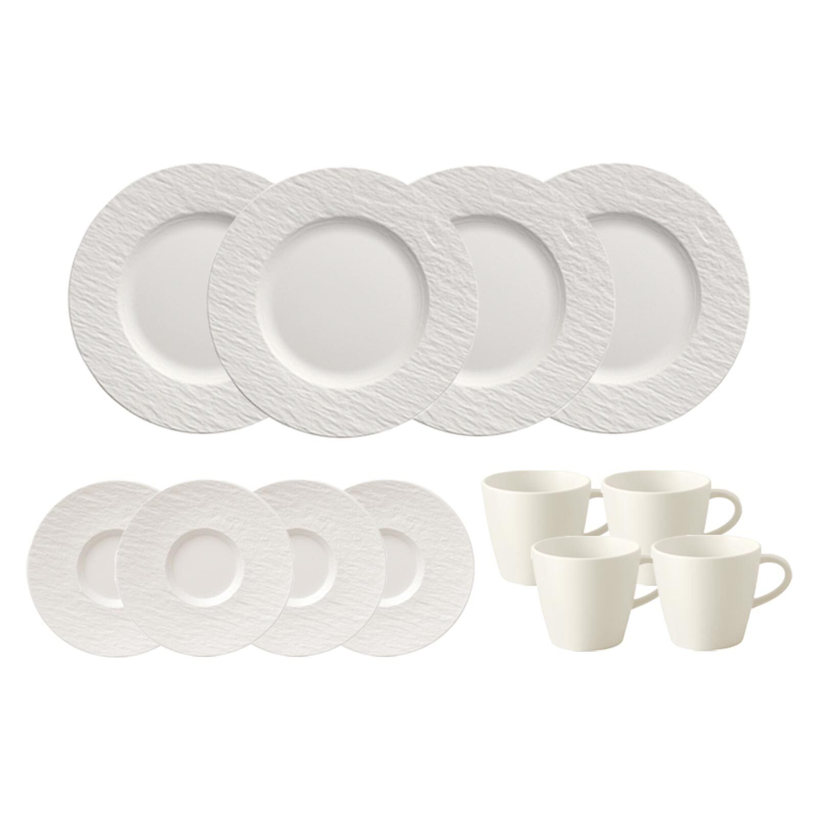 Villeroy Manufacture Set Porzellan (12-tlg), Kaffeeservice Rock Kombiservice Boch & 12er