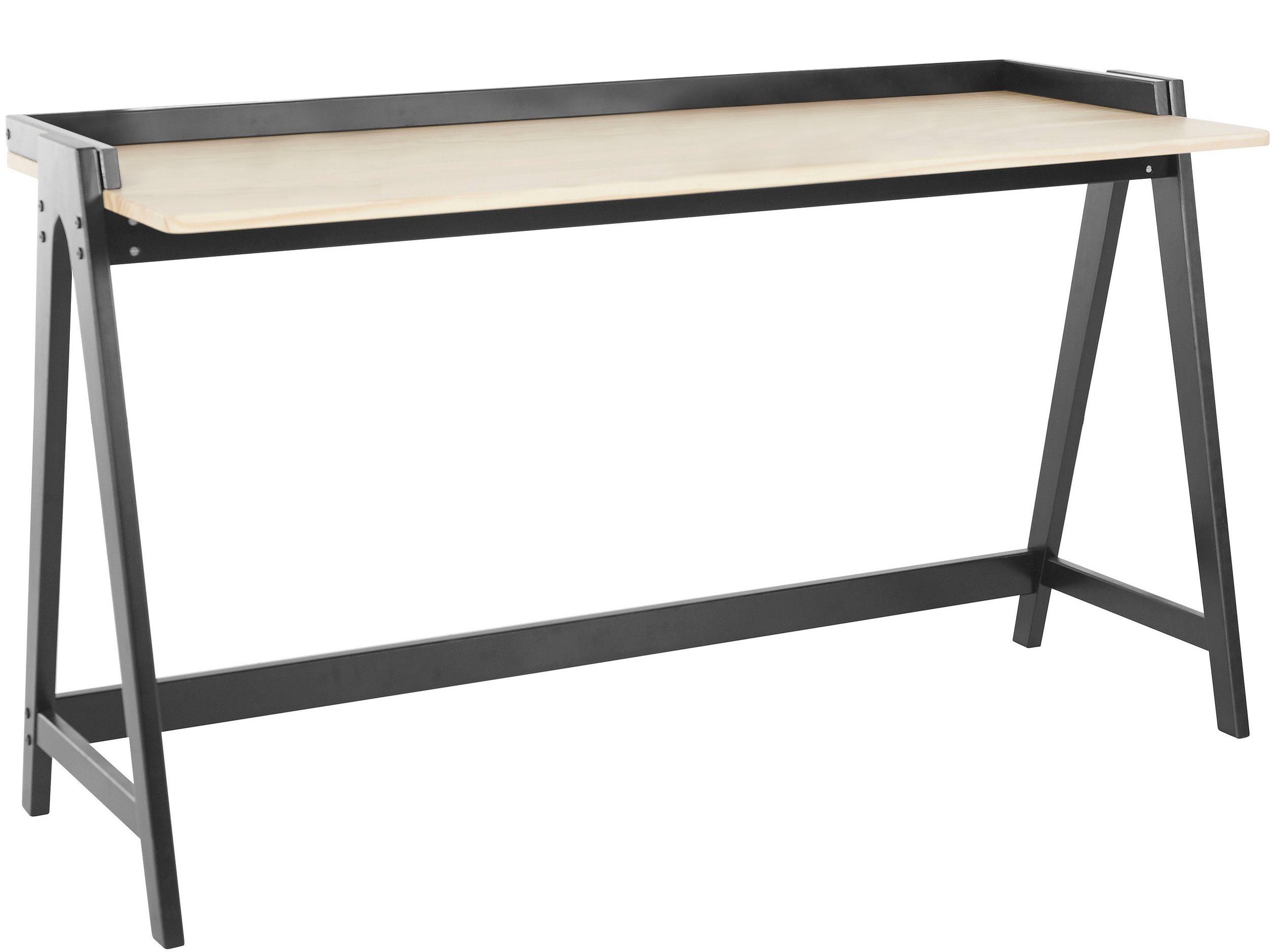 loft24 Schreibtisch Alvin, aus Kiefer Massivholz mit Kufengestell, Breite 120 cm schwarz/natur | schwarz
