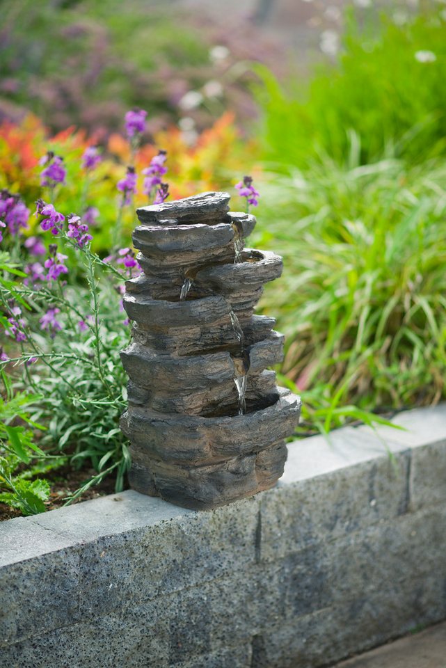 Thumbnail - AcquaArte Gartenbrunnen Wasserfall Wasserspiel MIRAS, Komplettset mit LED-Beleuchtung, Pumpe und Anschlussmaterial