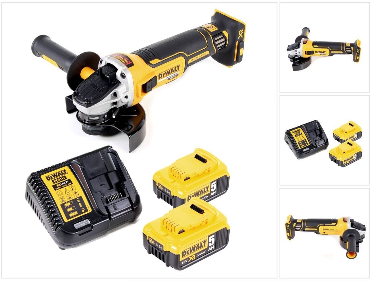 DeWalt Winkelschleifer DCG 405 P2 Akku Winkelschleifer 18V 125mm Brushless + 2x Akku 5,0Ah +