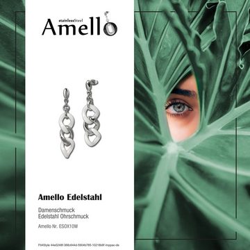Amello Paar Ohrhänger Amello Ohrringe Edelstahl Keramik (Ohrhänger), Damen Ohrhänger Panzer Edelstahl (Stainless Steel), in silberfarben, w