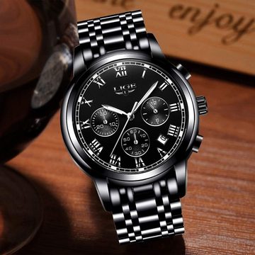 Lige Watch, Herren-Armbanduhr, wasserdicht, Sport Chronograph Analog Quarz