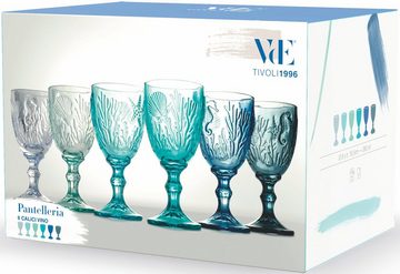 Villa d'Este Weinglas Pantelleria Ocean, Set 6-teilig, Glas, Gläser-Set, 6-teilig, Inhalt 280 ml