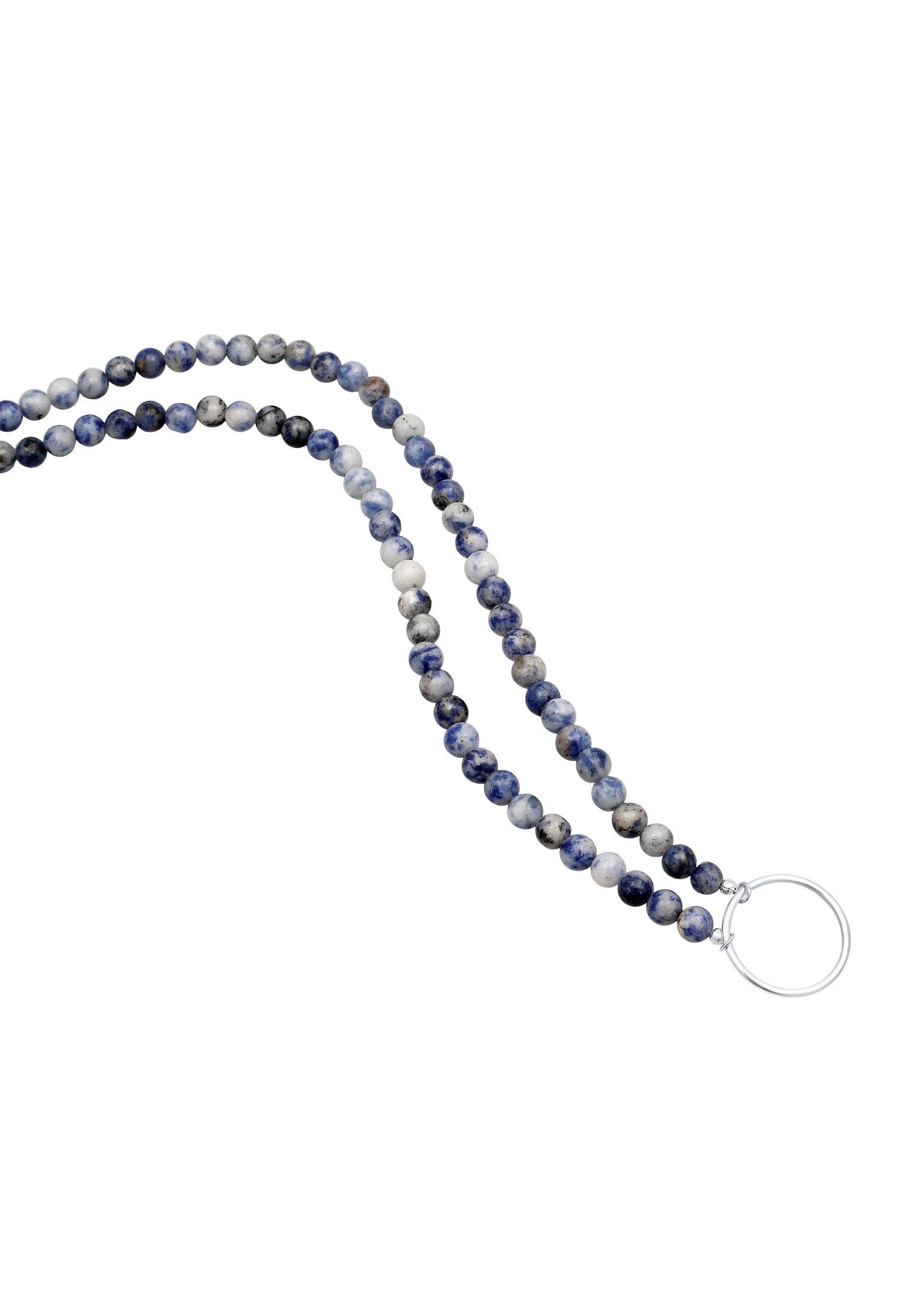Kuzzoi Silberkette Achat Edelstein Perlen Blau Charm Carrier 925 Sterling Silber