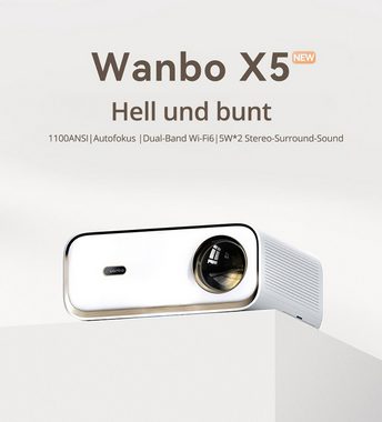 WANBO X5 LCD-Beamer (1920*1080 px, 1080P, 1100 ANSI-Lumen, automatische Keystone-Korrektur)
