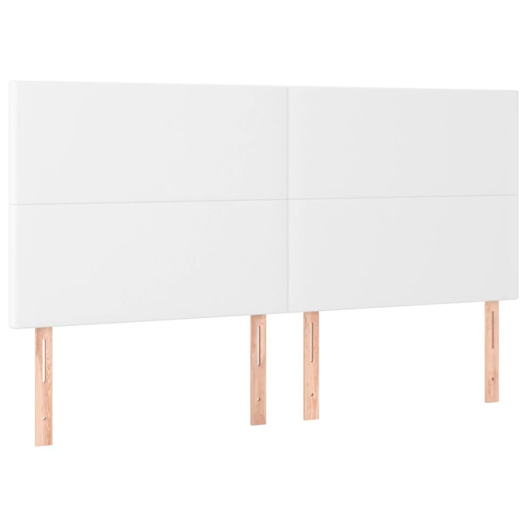 vidaXL Bett Kopfteil Weiß 180x5x118/128 cm Kunstleder (1-tlg)