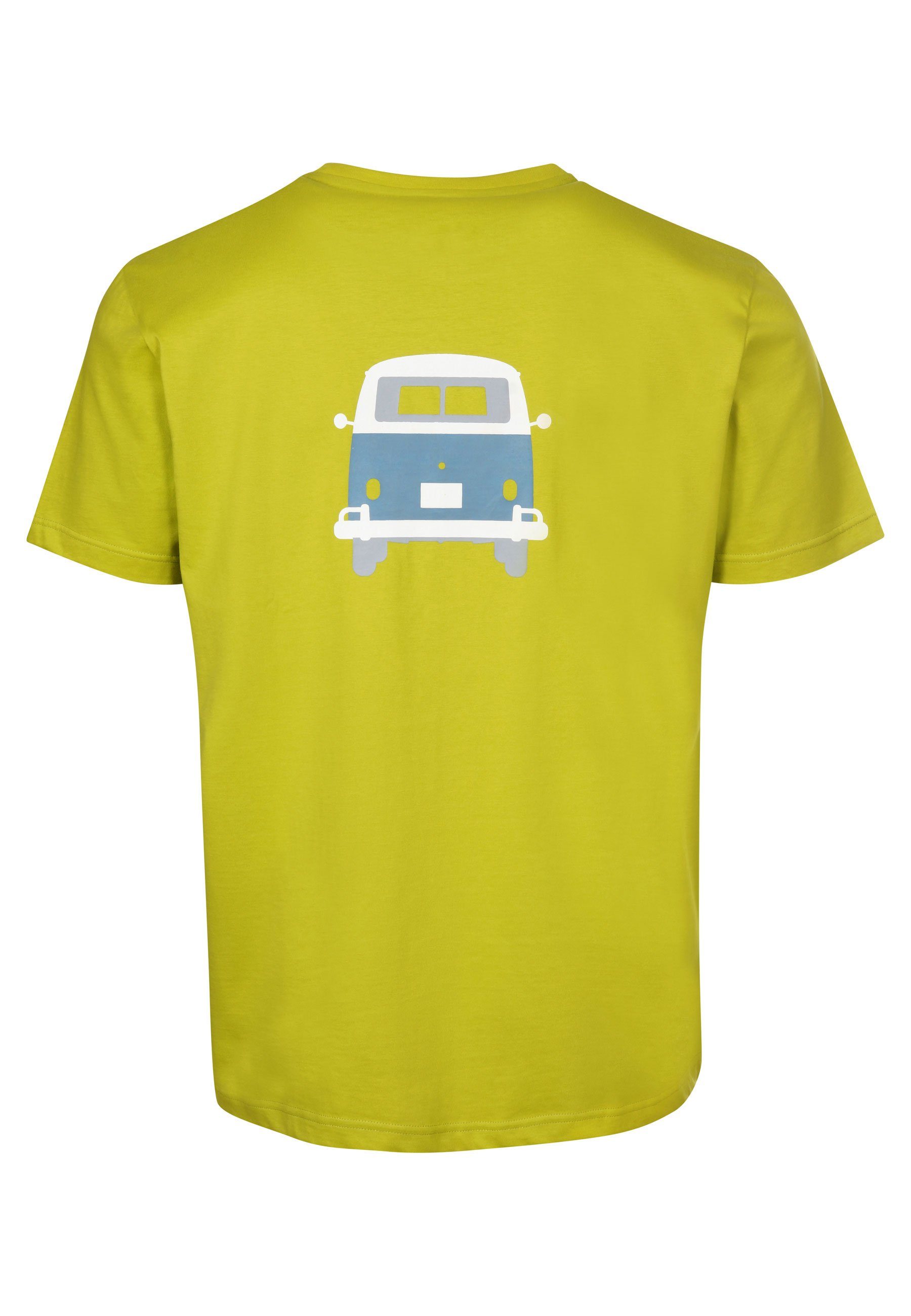 Elkline T-Shirt Methusalem lizenzierter VW Brust Bulli Print Rücken citronelle