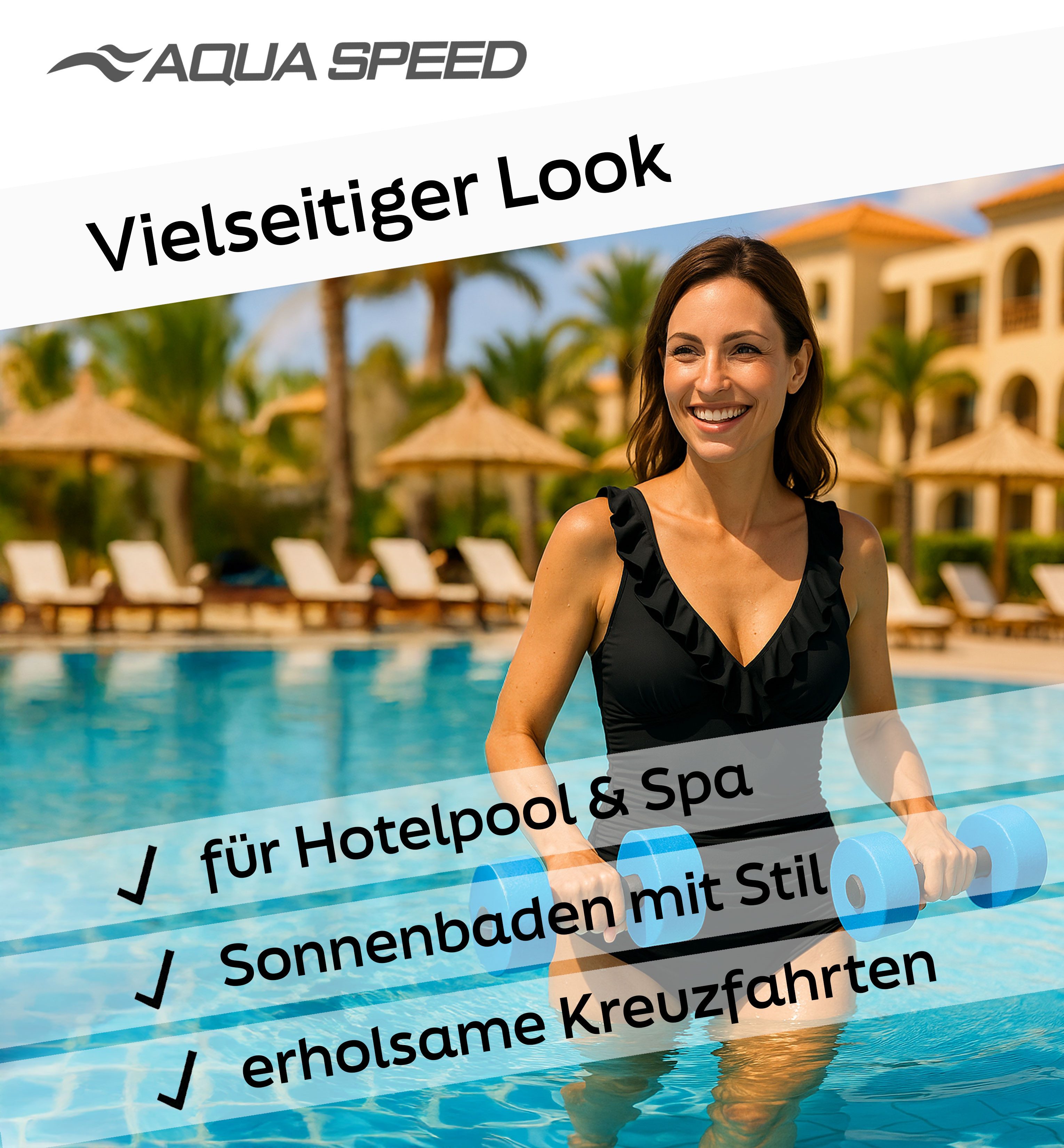 Aqua Speed Badeanzug Figur schmeichelnder Lydia Badeanzug mit kl. Handtuch (elegante Farben und jugendliches Design)