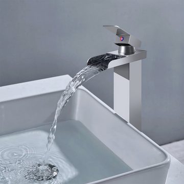 MULISOFT Badarmatur (Ergonomischer Griff, Einhandgriff, Wasserfallfluss, Keramikspule) Wasserhahn