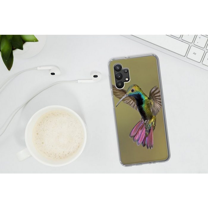 MuchoWow Handyhülle Kolibri - Grün - Lila Handyhülle Samsung Galaxy A32 5G Smartphone-Bumper Print Handy ZV10947