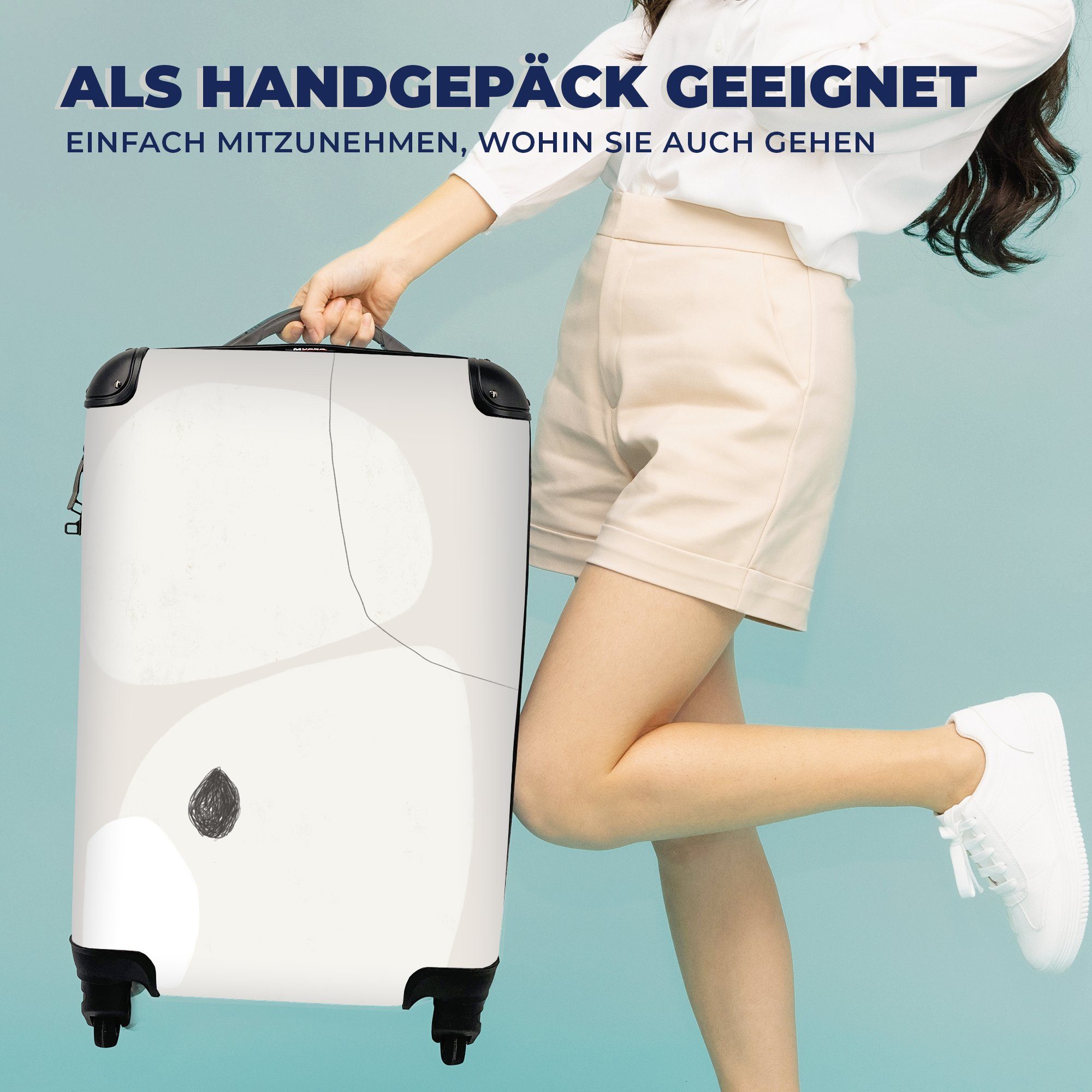 Pastell MuchoWow 4 Handgepäckkoffer Reisetasche Handgepäck Reisekoffer mit - Gestaltung, Trolley, Ferien, Minimalismus Rollen, für rollen, -