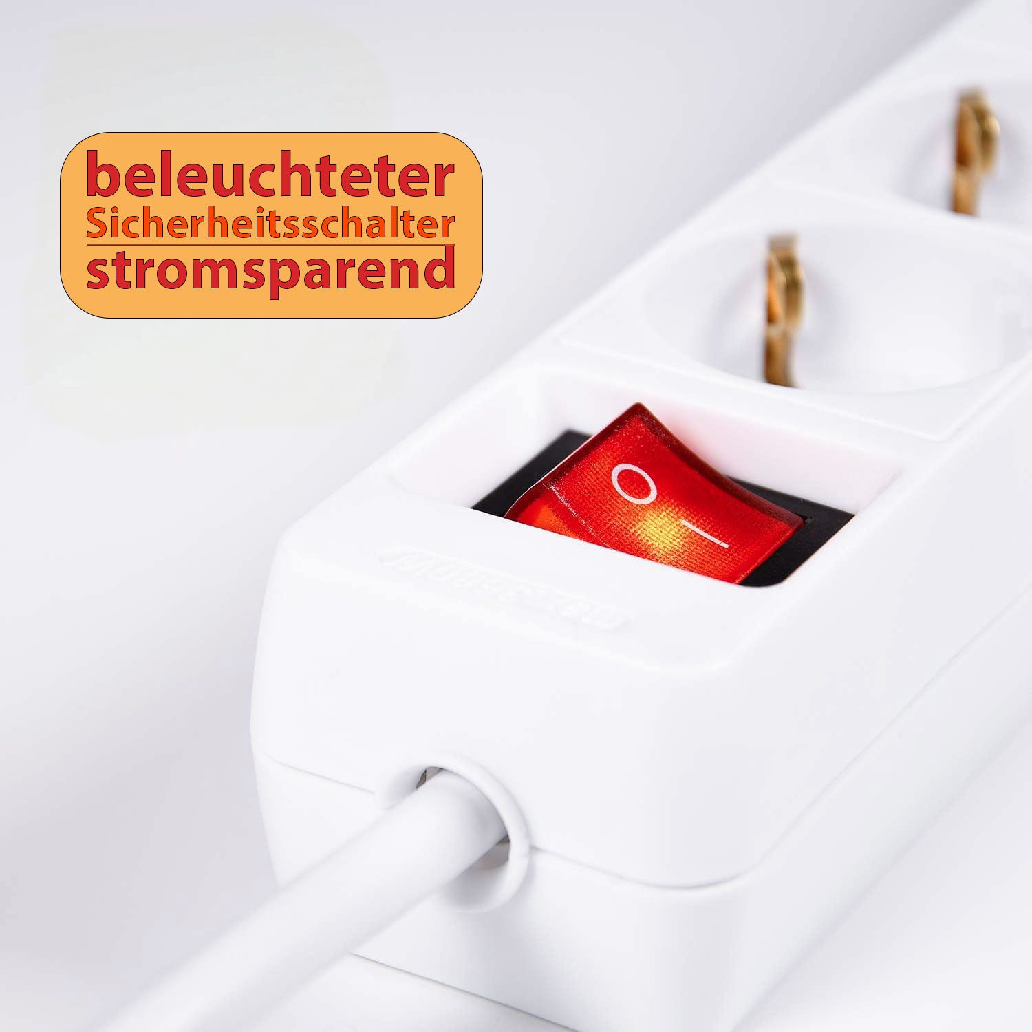 VABIONO Steckdosenleiste Steckerleiste 3-fach mit Schalter weiß 3500W Mehrfachsteckdose 3-fach, KOSTENLOSER VERSAND
