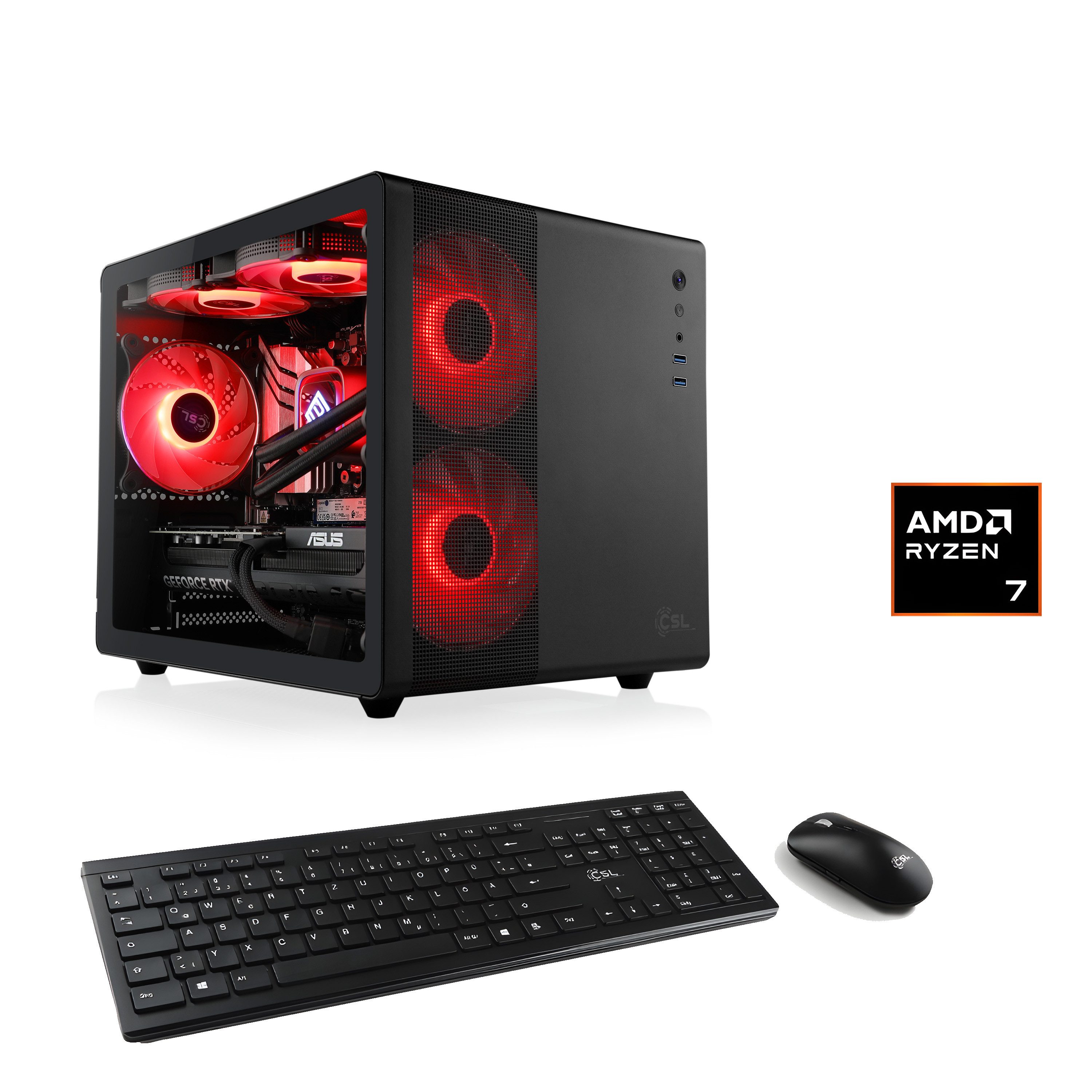 CSL Cube V24231 PC (AMD Ryzen 7 9700X, GeForce RTX 4060, 64 GB RAM, 1000 GB SSD, Wasserkühlung)
