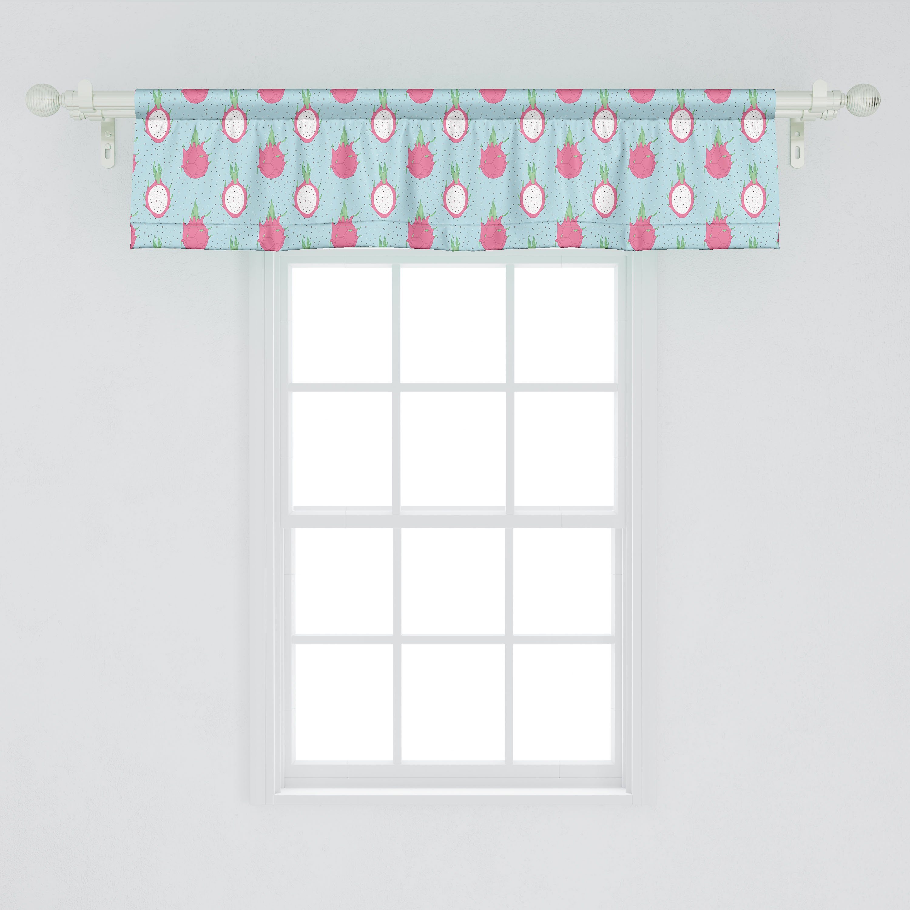 Scheibengardine Vorhang Volant für Küche Drachenfrucht-Muster Schlafzimmer Abakuhaus, Früchte Exotische Dekor Stangentasche, Microfaser, mit