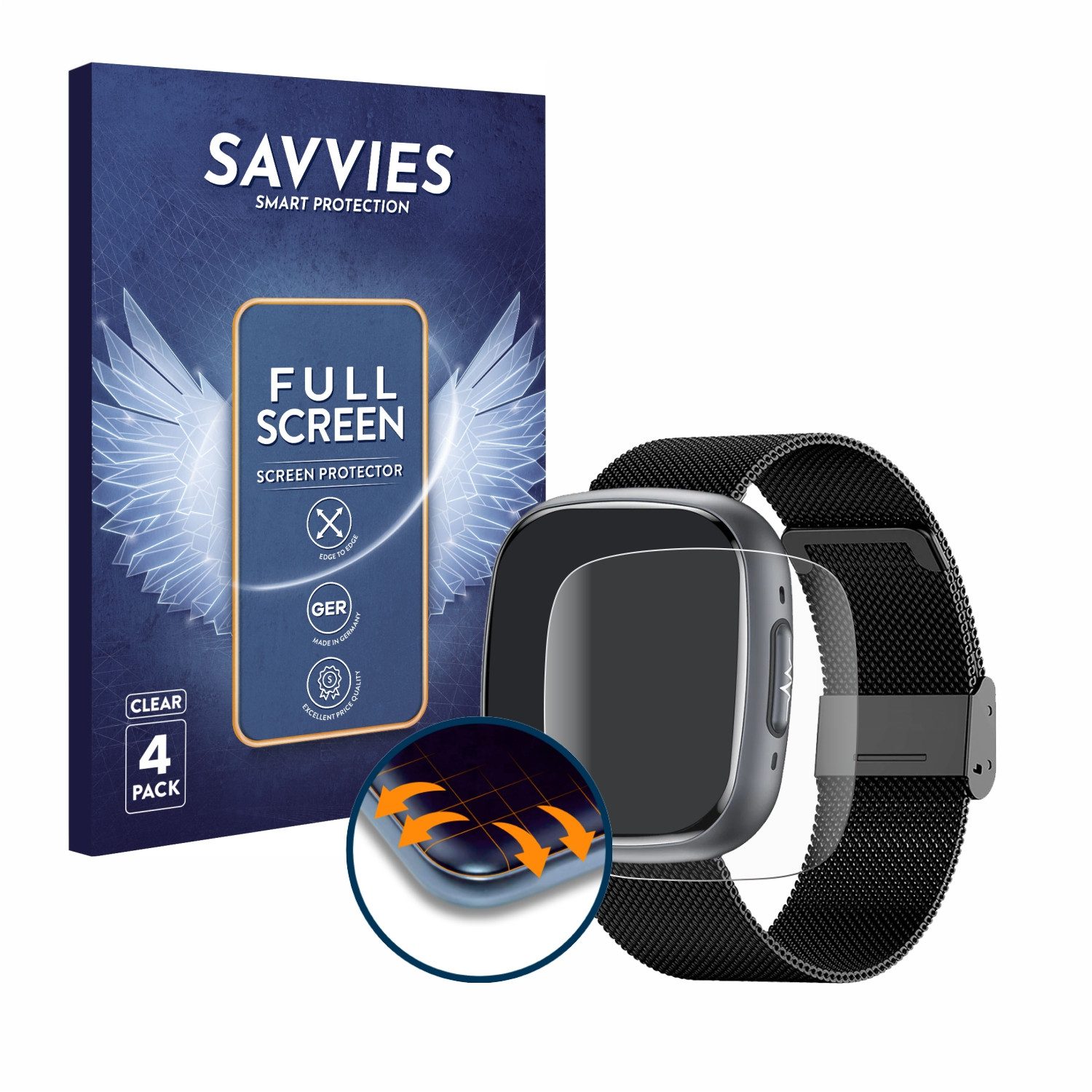 Savvies Displayschutzfolie Fullscreen Schutzfolie für Knauermann Neo 2 2025, 4 Stück, Displayschutz Folie Fullcover Klar Transparent