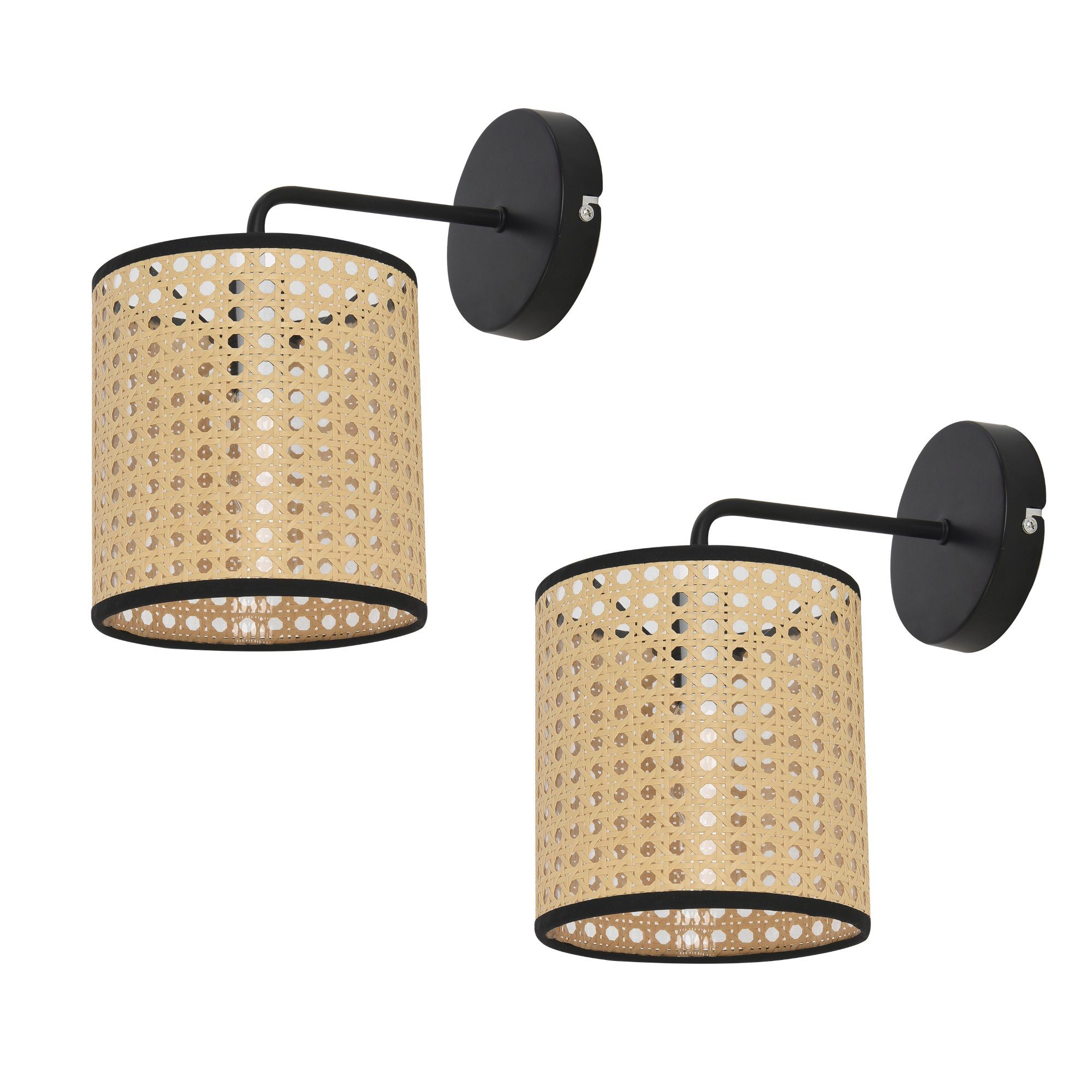 lux.pro Wandleuchte, »Southend« 2er Set 1xE14 Rattan-Optik Beige / Schwarz günstig online kaufen